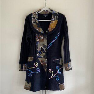 Papillon Wool Blend Mixed Media Cardigan
